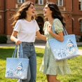 thumbnail image 2 of XYZCANDO Blue Snowman Print Padded Shoulder Handbag, Large Capacity Winter Quilted Tote Bag for Holiday Shopping, Travel, Cute Xmas Snowflake Pattern Purse for Women, 2 of 7