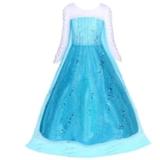 Jurebecia Princess Dress for Girls Birthday Party Blue Costume up Toddlers Kids Christmas Halloween Cosplay Clothes with Accessories 4T(3-4Years)
