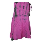 Mogul Women's Wrap Skirts Pink Tie-Dye Rayon Wrap-Around Skirts
