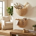 thumbnail image 5 of Scalloped Wall Basket Handwoven Natural Rattan Storage Organizer with Sturdy Metal Frame, Nordic Style Wicker Decor for Wall Storage, 5 of 7