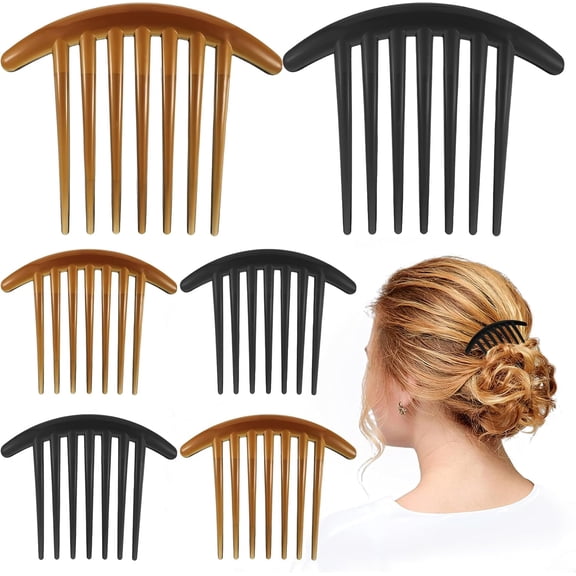 6 Pcs Hair Combs Sides for Women, 7 Tooth French Hair Comb, Plastic Twist Comb Decorative French Combs, Vintage Hairs Clip Pin for Women Bridal Wedding Hairs Styling