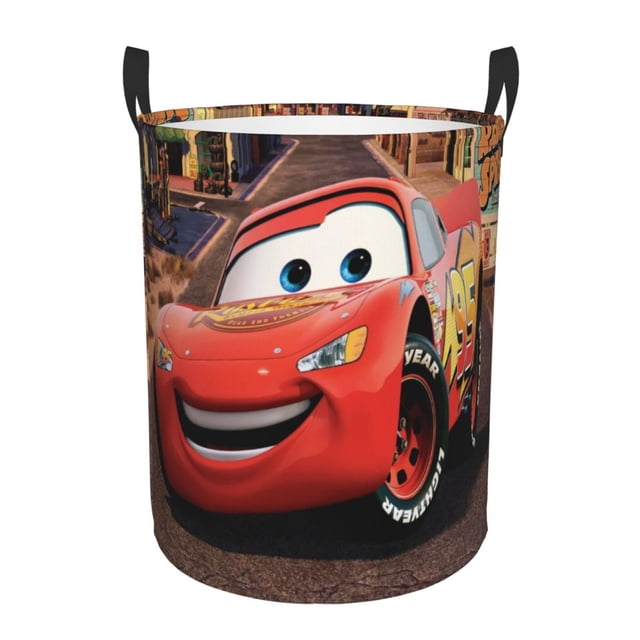 Cesta de almacenamiento grande de Cars Lightning Mcqueen, cesto para ropa sucia, baño, decoración del hogar, cesto de almacenamiento redondo plegable, cesto para ropa para niños y niñas, cajas, ropa S