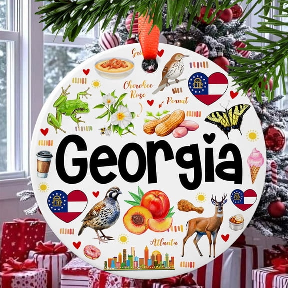 Georgia Christmas Ornament, Ceramic/Acrylic Ornament, Special Keepsake for Mother, Valentine Ornament Gift, Seasonal Festival Keepsake, Collectible 2025