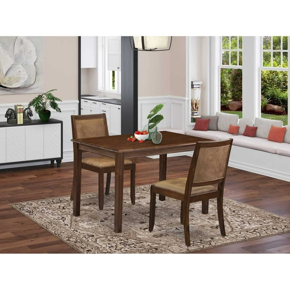 East West Furniture Yarmouth 3Piece Dining Table Set in Walnut Finish