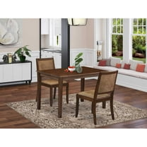 East West Furniture Yarmouth 3Piece Dining Table Set in Walnut Finish