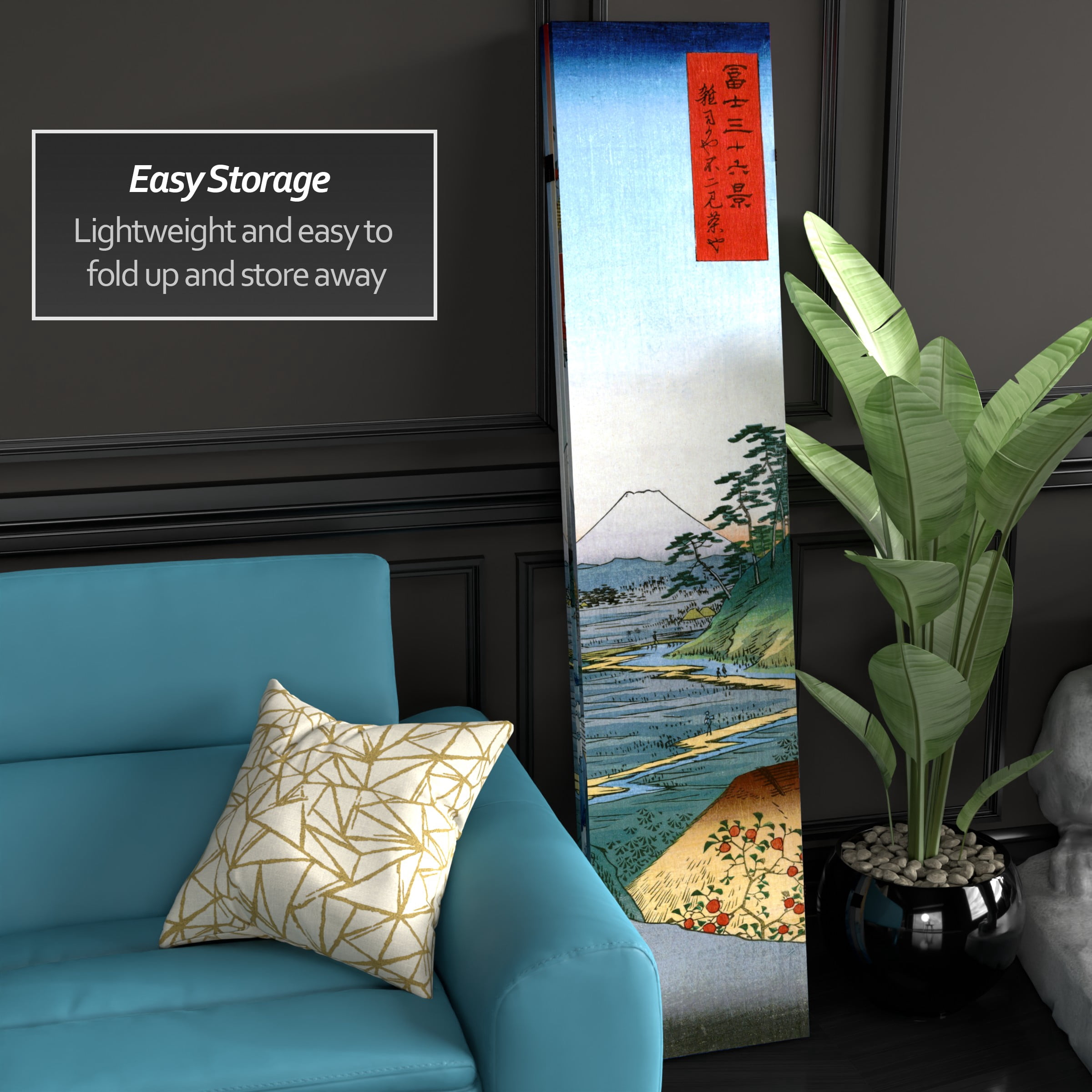 Handmade 6' Sea at Satta and Teahouse Hiroshige Room Divider