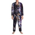 thumbnail image 3 of Fotbe Purple Moon Cat Pijama de Hombre con Estampado de Manga Larga, Conjunto de 2 Piezas, Ropa de Dormir Suave y Cómoda con Bolsillos-Medium, 3 of 7
