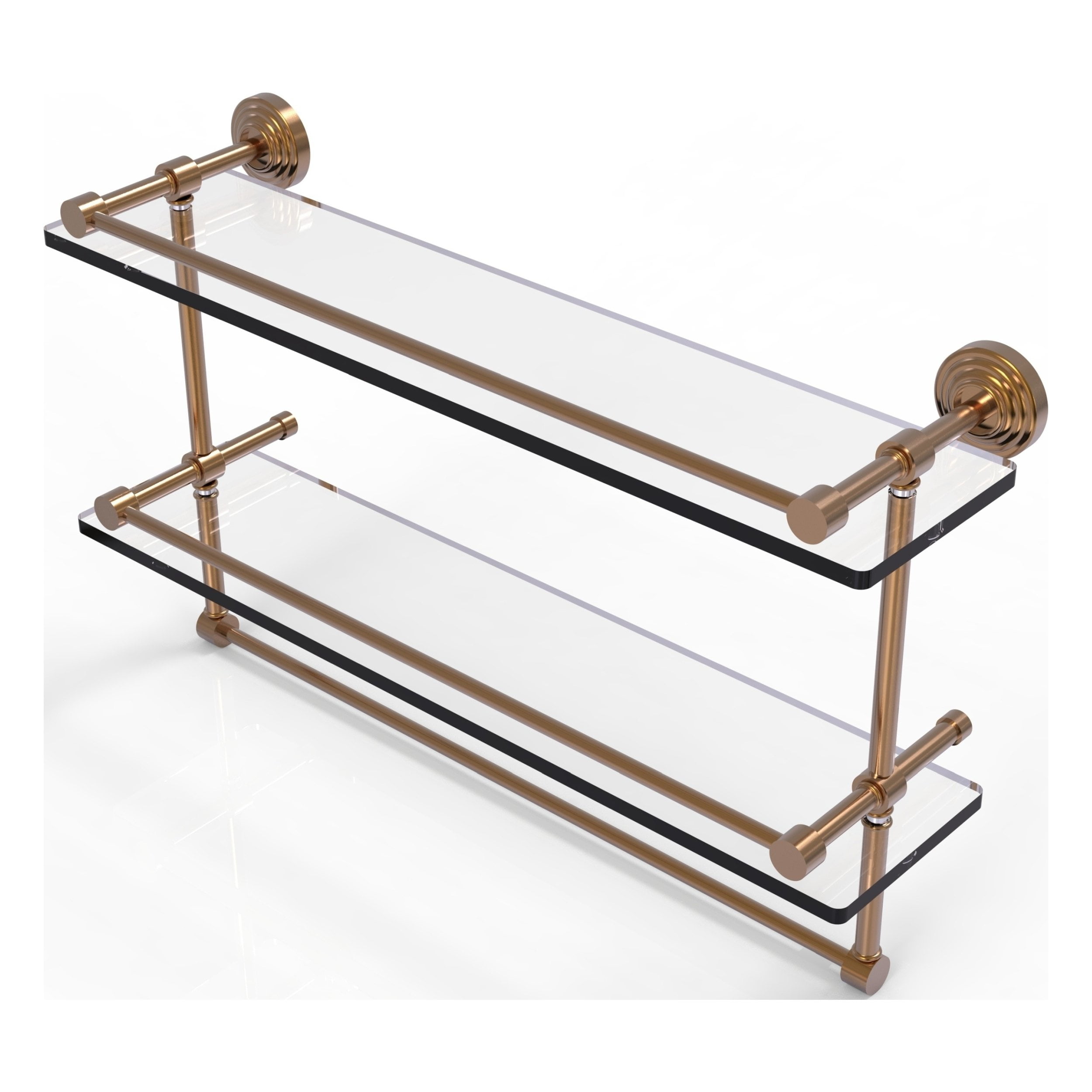 22in Gallery Double Glass Shelf with Towel Bar in Brushed Bronze