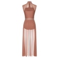 thumbnail image 2 of DPOIS Womens Mock Neck Open Back Lyrical Dance Dress Dusty Pink-A L, 2 of 7