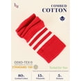 thumbnail image 4 of HUGH UGOLI Knee High Cotton Socks for Girls & Boys, Long Tube School Uniform Socks with Stripes, Soft & Comfortable, Red, 5-6 Years Old, 4 Pairs, 4 of 5