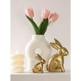 thumbnail image 2 of Set of 2 Golden Wooden Bunny Figurines Small Easter Rabbit Statue for Home, Spring Decor, Gift, 2 of 15