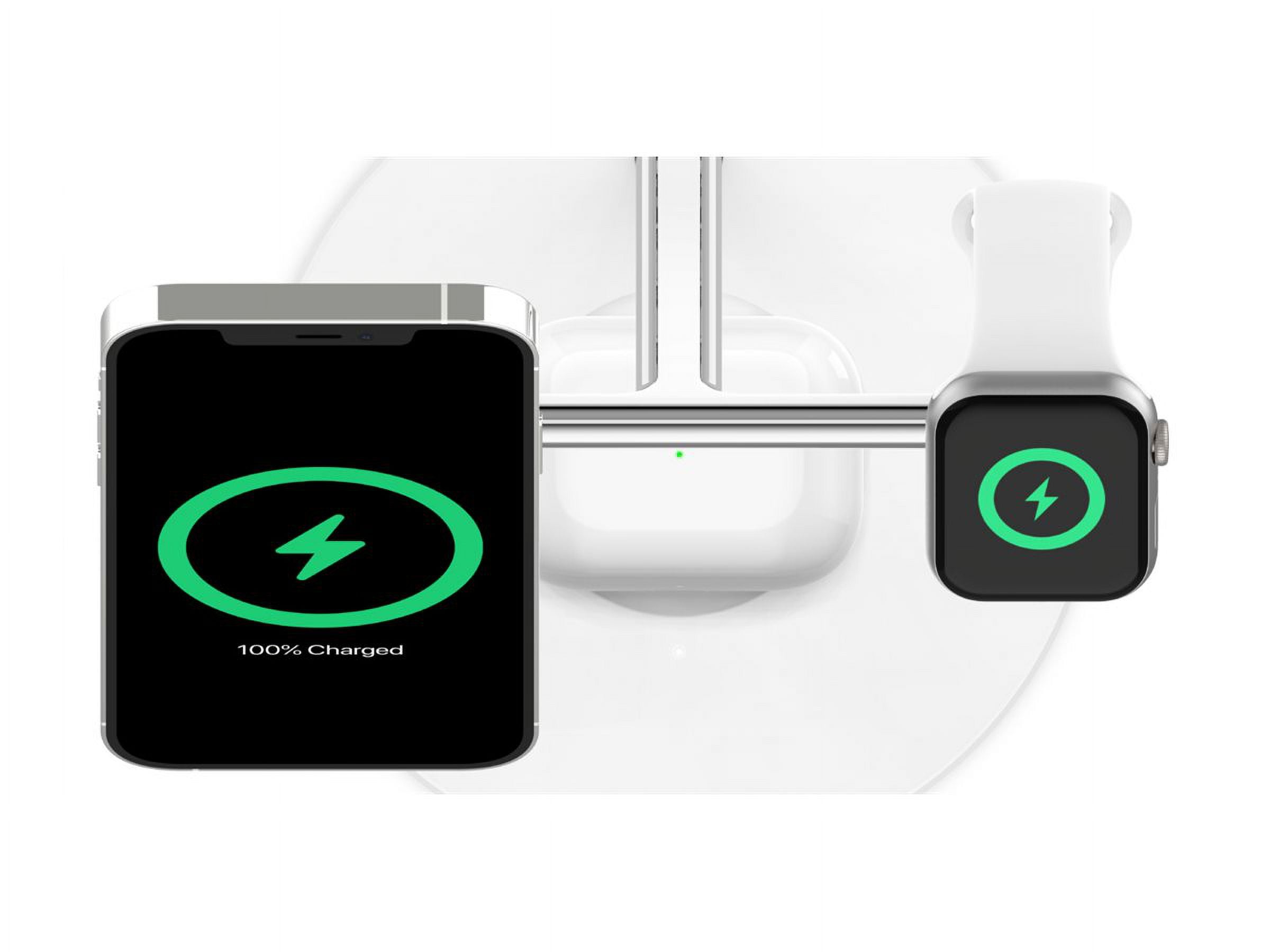 Restored Belkin- 3-in-1 Wireless Charging Stand (Older 2021 Release) for Apple Watch, iPhone Series, AirPods, White (Refurbished)
