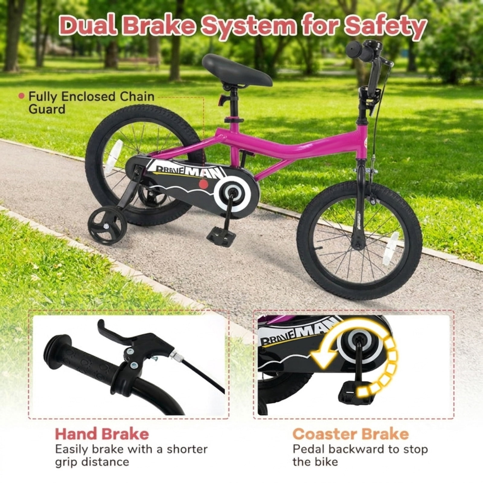 Redsmile Kids Bike 14 Inch with Removable Training Wheels for Boys Girls Ages 3-5, Beginner Bicycle with Adjustable Seat, Rubber Air Tires and Coaster Brake, 110 lb Capacity, Blue