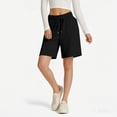 thumbnail image 2 of Athletic Shorts Womens Jogger Sweat Summer Loose Drawstring Bermuda Shorts with Pockets Black S, 2 of 4