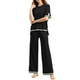 thumbnail image 4 of Ashirexll Vacation Outfits for Women, Two Piece Sets for Women, Casual Sleeveless Round Neck Blouse and Pant Summer Set, 4 of 5