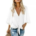 thumbnail image 1 of Sonducket Camisa de mujer Color sólido Manga larga Botón Solapa Blusa casual Prendas para la parte del cuerpo Blanco XXL, 1 of 4