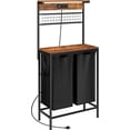 thumbnail image 2 of SPECSTAR 2 Section Laundry Sorter Cart with Power Outlet, Laundry Sorter with Hooks, Shelf, 2 x 65L Removable Bags, 2 of 8