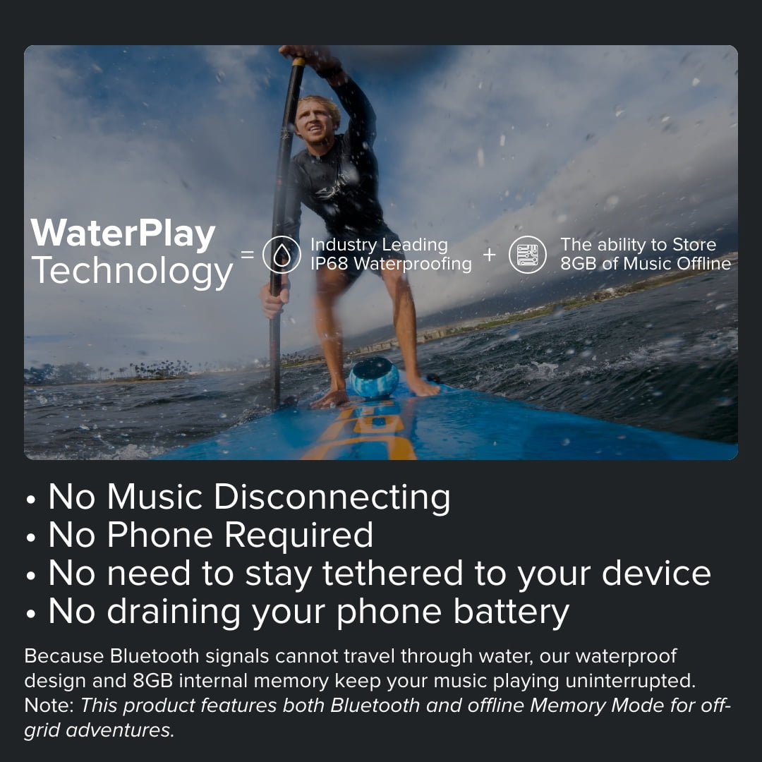 Speaqua Barnacle Pro 2.0 Waterproof Bluetooth Portable Speaker IP68 Floating, Built-In 2000 Song Storage, 4-in-1 Suction Cup Mount, Paddle Board Kayak Pool Bike Shower Speaker, USA