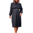 thumbnail image 2 of pstuiky Robes Grande Taille, Mode Femmes Col Rond Manches Longues Bandage Taille Haute Robe Chemise Mini Robes Liquidation Vente, 2 of 7
