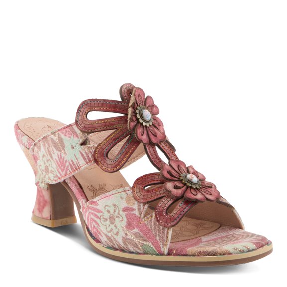 L`Artiste Alania-Garden Women’s Floral Leather Slide with Cushioned Comfort