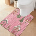 thumbnail image 2 of Yayeee Bath Rug for Bathroom Floor Non Slip Rectangle Fluffy Soft Absorbent Mat, 16"x24", Pink Gingerbread House, 2 of 7