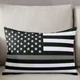 thumbnail image 3 of Thin Grey White Line Throw Pillow Covers, American Flag Star Soft Breathable Pillow Cases with Invisible Zipper for Sleeping, Standard Pillowcases for Couch Bed Sofa Chair 20x26 Inches, 3 of 6