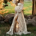 thumbnail image 4 of 2 in 1 Offs Shoulder Lace Maternity Dress for Photography Split Pregnancy Long Dresses Gown for Photo Baby Shower, 4 of 9