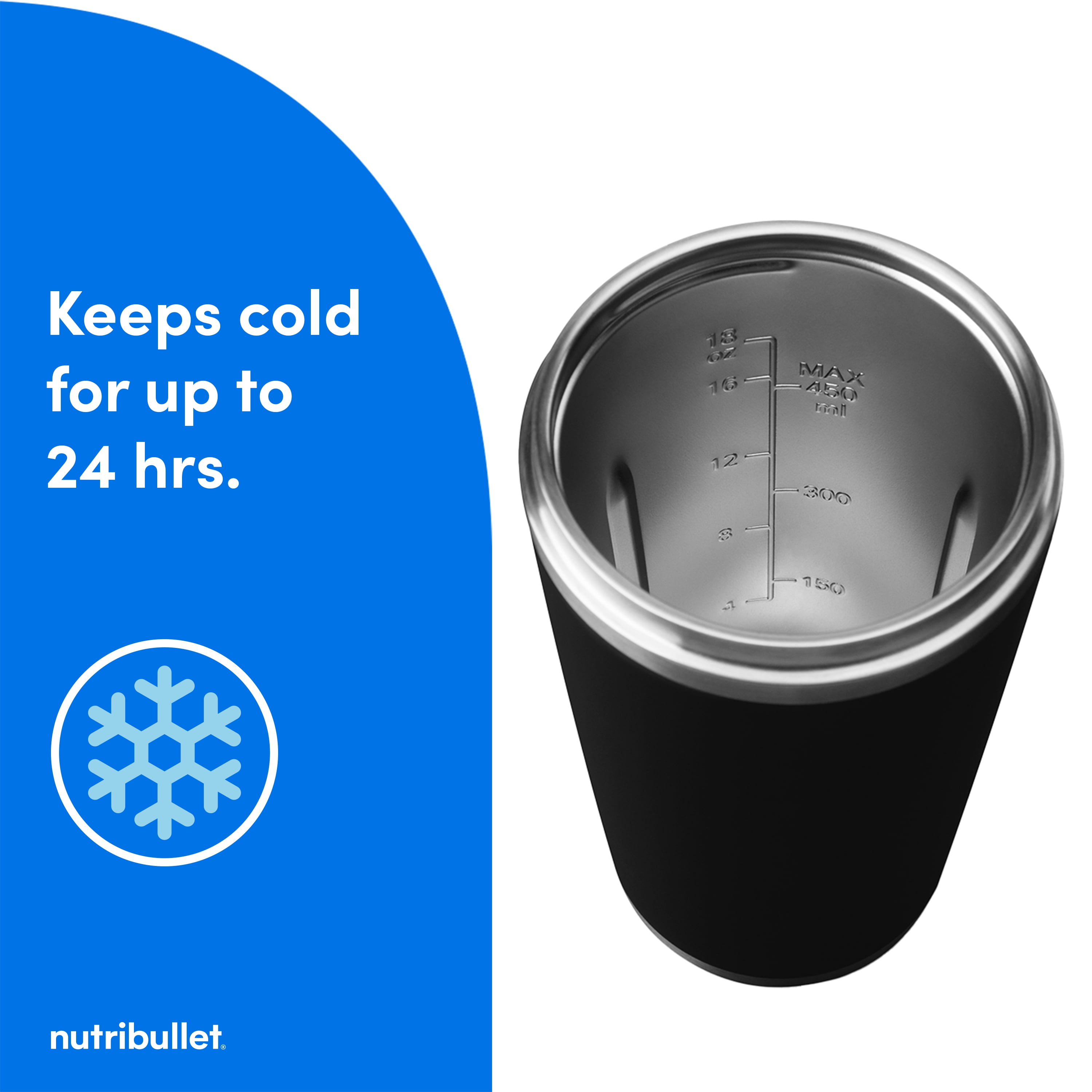 nutribullet Flip Insulated Portable Blender NBPB10350AK - Matte Black, 18oz
