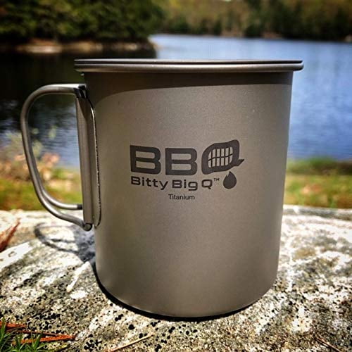 biking for hiking Titanium Coffee Cup Mug with Lid and Folding Cutlery Set Compact Durable 450 ml and everyday use camping