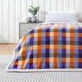 thumbnail image 5 of Sherpa Fleece Flannel Throw Blanket, Fall Super Soft Warm Checkered Plaid Plush Blankets and Throws, Warm Autumn Winter Cozy Fuzzy Blanket for Couch Sofa Bed (Orange and Purple, 50" x 60"), 5 of 6