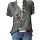 thumbnail image 2 of ICHUANYI Clearance Fashion Woman Causal V-Neck Printing Blouse Short Sleeve T-Shirt Summer Button Pockets Tops(Gray, XXL) ICHUANYI WER2023080913093, 2 of 6