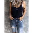 thumbnail image 2 of Uhndy Women's Tank Tops Scoop Neck Ribbed Sleeveless Slim Fit Zipper Henley Shirts, 2 of 3