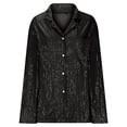 thumbnail image 6 of ZyeKqe Sequin Shirts for Women Long Sleeve Shirts Button down Lapel Blouses Sparkly Glitter Blouses Party Top Club Outfits, 6 of 6