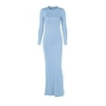 thumbnail image 6 of DHFJKG Dresses For Women Slim Fit Crewneck Long Sleeve Solid Color Maxi Dress Party Club Teacher Casual Office Versatile Dresses, 6 of 8