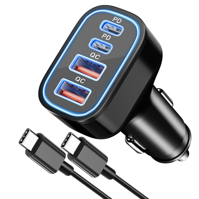 Cargador para auto TIBEITA de 90 W, 4 puertos USB-C, carga rápida