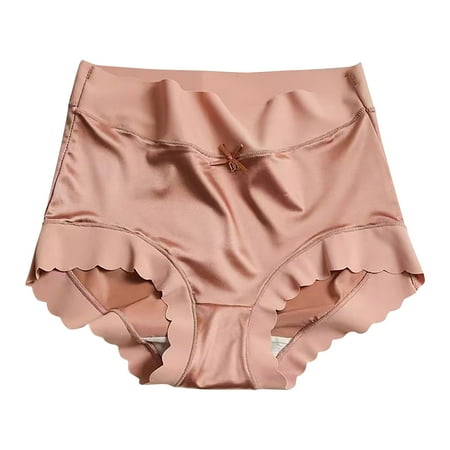 Aofany Sexy Traceless High Waisted Women Briefs Solid Comfort Underwear Silk Skin Friendly Panty