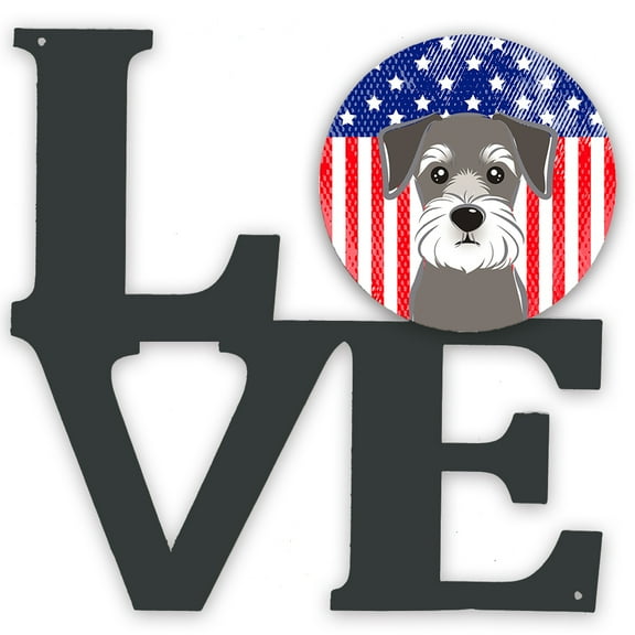 American Flag and Schnauzer Metal Wall Artwork LOVE
