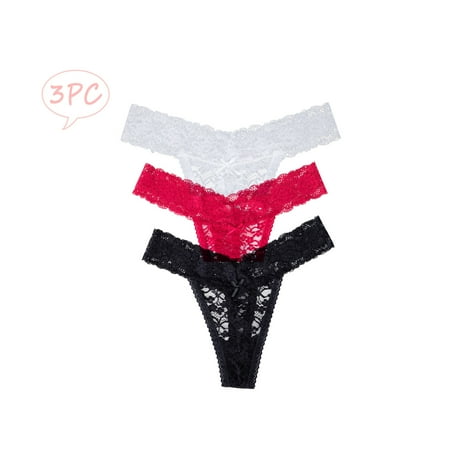 

Qcmgmg Underwear for Women Lace Low Waist Briefs Breathable Women s Thong T-back Panties XXL
