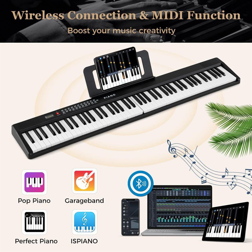 Topcobe 88 Key Foldable Piano Keyboard Portable Semi Weighted Electric Piano, Keyboard Piano, Music Keyboard-Black
