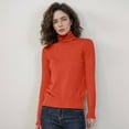 thumbnail image 2 of Fgnfyis Women Wool Seamless Turtleneck Sweater First Line Long Sleeve Knitted Pullover Top Orange XXL, 2 of 4