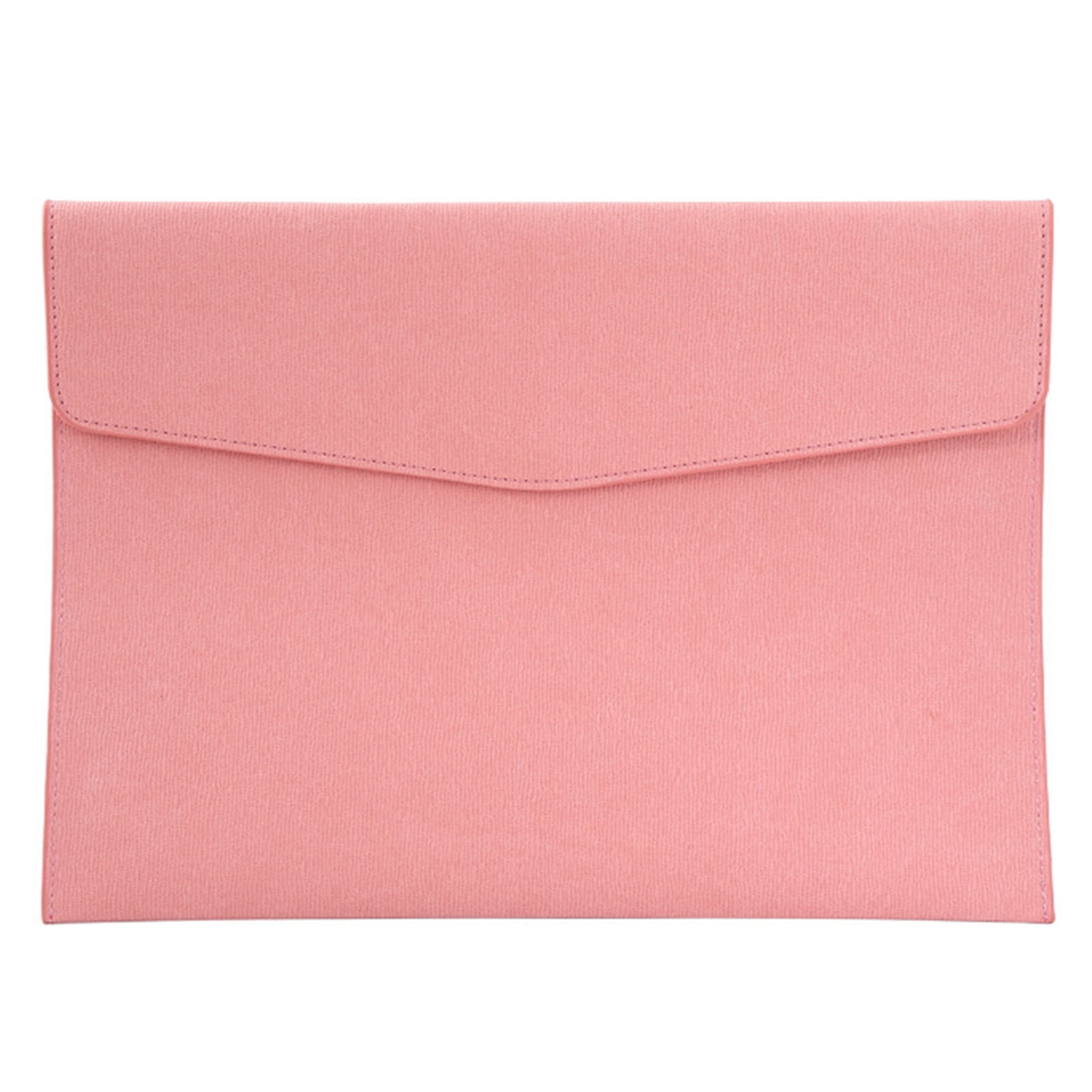 zioy Snap Button Closure Solid Color Faux Leather File Bag A4 Size