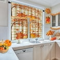 thumbnail image 3 of Fall Kitchen Curtains Autumn Pumpkin Window Curtains and Valances Set 36 Inch, Thanksgiving Short Tier Curtain, Maple Tree Leaves Yellow Checked Small Kitchen Decor, 3 of 6