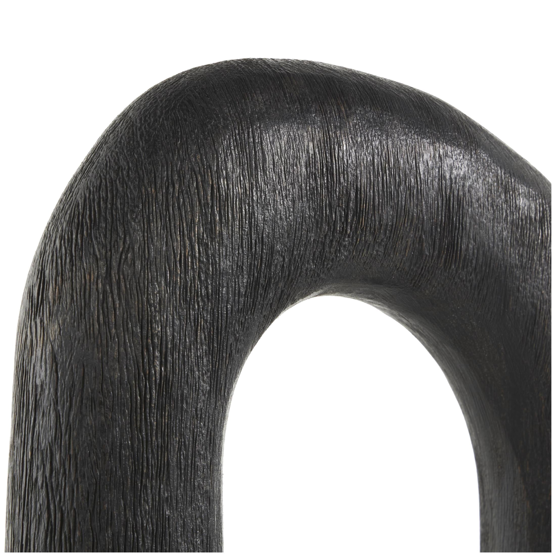 20", 18"H Black Mango Wood Cutout Oval Abstract Sculpture, by DecMode (2 Count)
