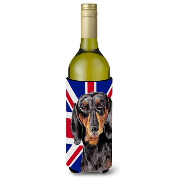 Carolines Treasures SC9820LITERK Dachshund with English Union Jack British Flag Wine Bottle Hugger Wine Bottle