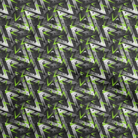 oneOone Georgette Viscose Green Fabric Geometric Craft Projects Decor Fabric Printed By The Yard 42 Inch Wide