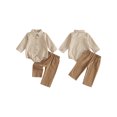 thumbnail image 2 of Loicainy Infant Baby Boys Fall Outfits 3 6 12 18 Months Long Sleeve Lapel Striped Romper Solid Color Pants Clothes Set, 2 of 9