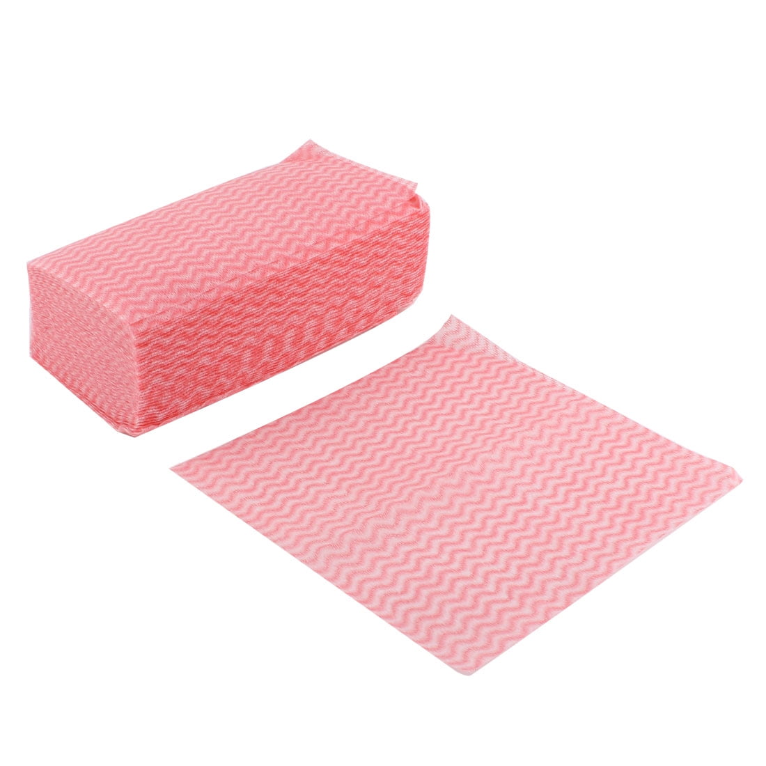 Non Woven Fabric Disposable Cleaning Cloth Washcloth Pink White 80pcs