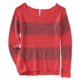 thumbnail image 1 of Suéter de punto Aeropostale con rayas de rugby para mujer naranja mediano, 1 of 2