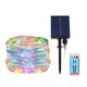 thumbnail image 1 of 40ft / 100leds Luces de cadena LED con energía solar Control remoto Cambio de color 8 modos Alambre de cobre decorativo, 1 of 8