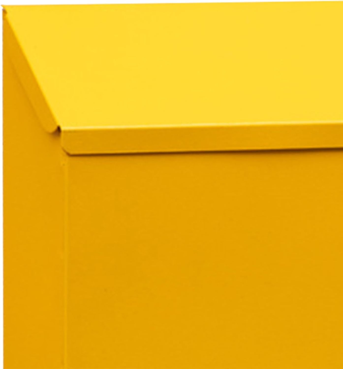 ABCISI Wall Mounted Mailbox, Drop Box with Lock, Letterbox, Rainproof Newspaper Holder Box Wall Hanging Mail Box for Gate Porch Decor, yellow